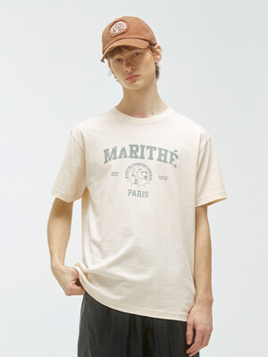 VINTAGE COLLEGE LOGO TEE light beige
