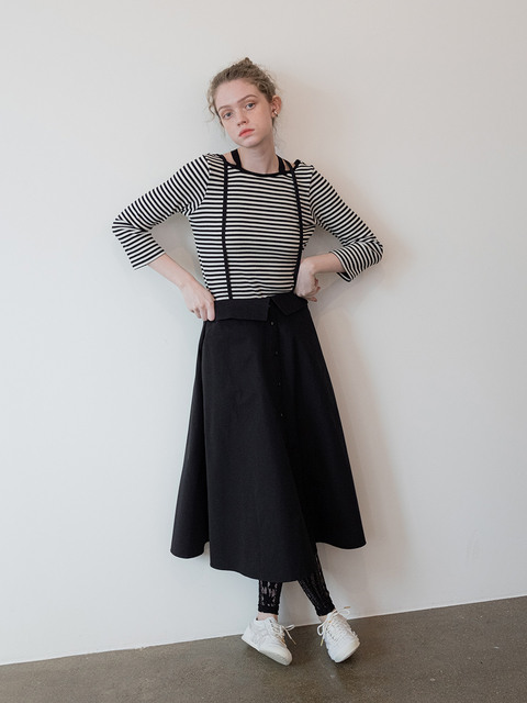 스커트 - 필로컬리 (PHILOCALY) - nylon full skirt (black)