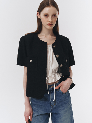 SUMMER TWEED JACKET BLACK_UDJA3B223BK