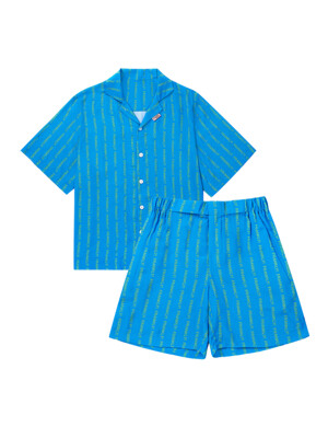 Vertical Logo Pajama Set, WaterBlue
