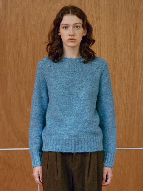 니트 - 니틀리 (KNITLY) - [Women] Whole Garment Wool Sweater (Blue)