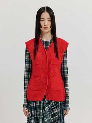XOLIN 4-Pocket Knit Vest - Red