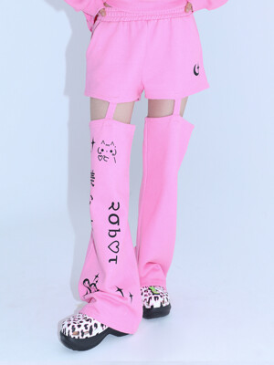 0 7 cut out emoji pants - PINK