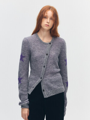 MOHAIR STAR CARDIGAN_grey/purple