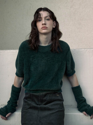 [SET] Fluffy Short Sleeve Knit Top + Arm Warmer SK3WP471_3color