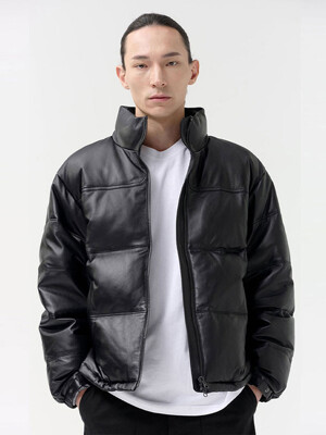 [LAMBSKIN] LEATHER GOOSE-DOWN PADDING (BLACK)