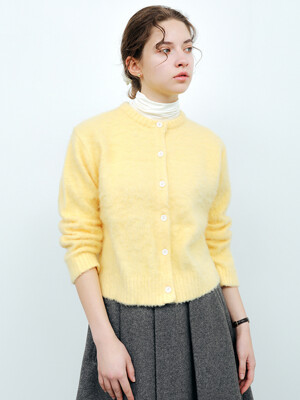 Mohair Brushed Cardigan Knit Yellow