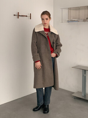 Detachable-fur handmade wool coat