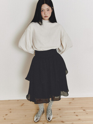 Petal Tiered Skirt_black