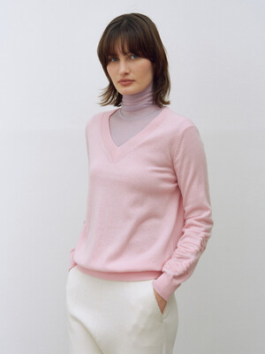 Boucle Stitch Point Pullover Pink
