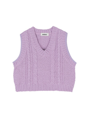 Cotton Cable V-Neck Knit top (Lilac)