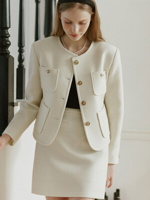 Jane Tweed Mini Skirt - Ivory