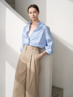 Cotton Poplin Oversize Shirt Sky Blue