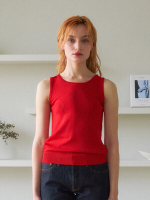 round cool knit sleeveless_red