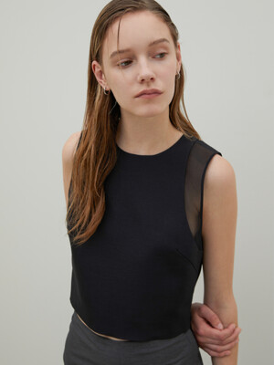 Wool Silk Tank Top Black