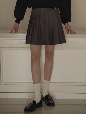 Buckle point pleats skirt_Gray