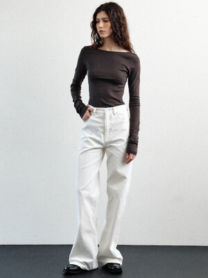 corduroy straight pants (ivory)