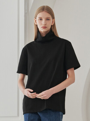 Half Sleeve Turtleneck T-Shirts - Black