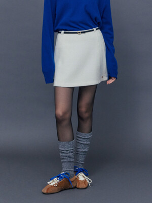 BELTED LOW RISE WOOL SKIRT [BELT SET]