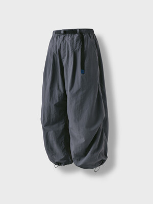 Nylon Tuck Belt String Balloon Pants - Grey