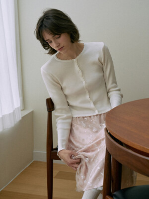 Picot Round Cardigan[LMBESPKN270]-Off-White