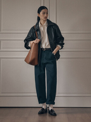 CLOVER STITCH COTTON PANTS_NAVY