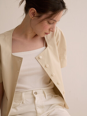 Volume half sleeve jacket - Beige