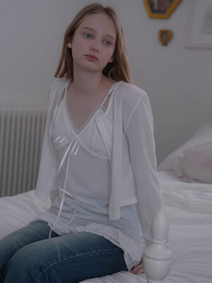 See-Through Soft Cardigan [White]