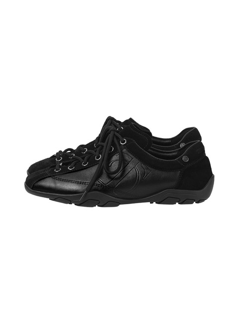 트리밍버드 Flat Cowhide Leather Sneakers [ Black ]