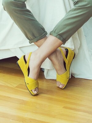 yellow x-strap wedge heel comfortable sandle