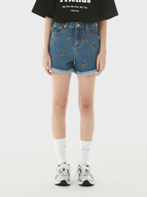 (PT-20341) BUTTERFLY DENIM SHORTS BLUE