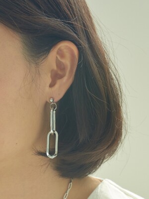 silver drop chain earring