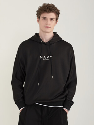 Black embroidered logo hoodie