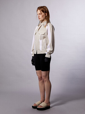 Multicolor Linen Check Bomber Jacket