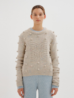 TOMTOM Pompom Knit Pullover - Light Grey