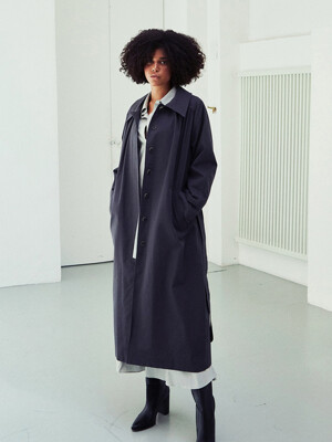 Hidden button trench coat - charcoal