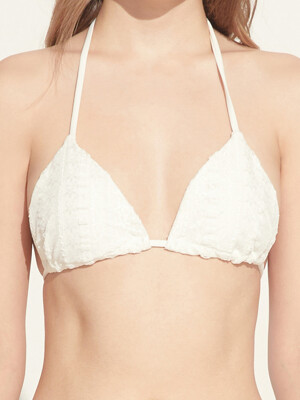 Emelia White Lace Triangle Bikini Top