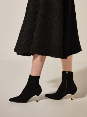 Golden Heel Socks Boots_Black Suede