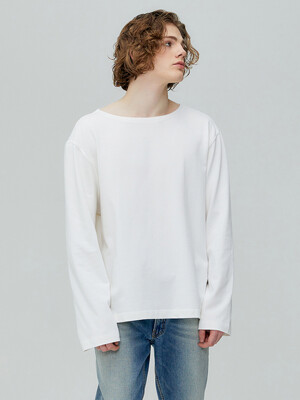 BACK PLEATS BOAT NECK TOP(OFF WHITE)