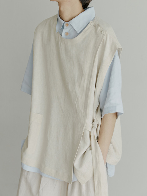 티셔츠 - 말렌 (malen) - unisex button vest beige