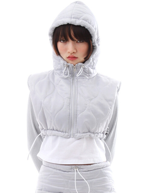 아우터,아우터,아우터 - 피스메이커 (PIECEMAKER) - QUILTING BALACLAVA ZIPUP VEST (GREY)