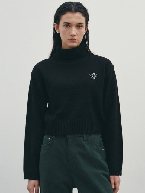 니트 - 닉앤니콜 (NICK&NICOLE) - NICOLE MINIMAL TURTLENECK KNIT_BLACK