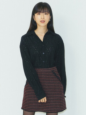 Crochet overfit shirt / Black