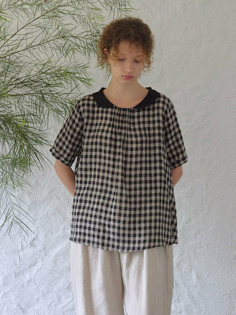 블라우스 - 호메로페로 (ho`me) - linen tea color matching blouse