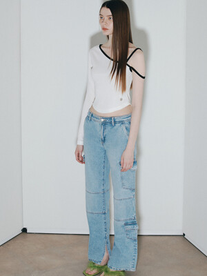 ONE SHOULDER STRAP T (WHITE)