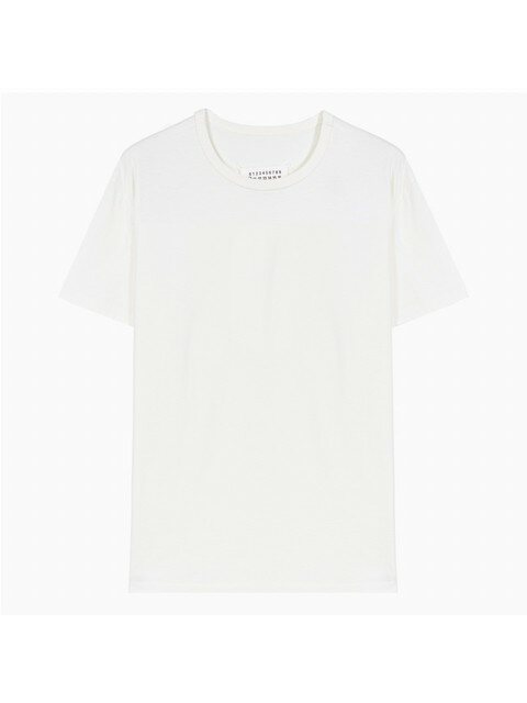 럭셔리어패럴 - 매종 마르지엘라 (MAISON MARGIELA) - 22FW 메종 마르지엘라 리버스 자수 로고 아이보리 반팔 티셔츠 S50GC0669 S23525 101