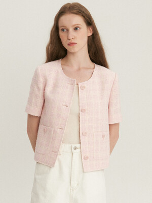 Round Tweed Half Jacket_2color