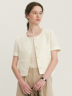 Round Tweed Half Jacket_2color