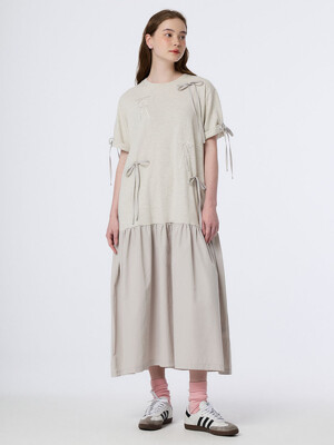 RIBBON POINT COMFY DRESS (OATMEAL)