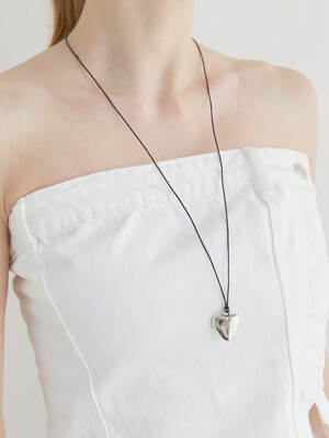heart pendant over strap necklace (N011_silver)